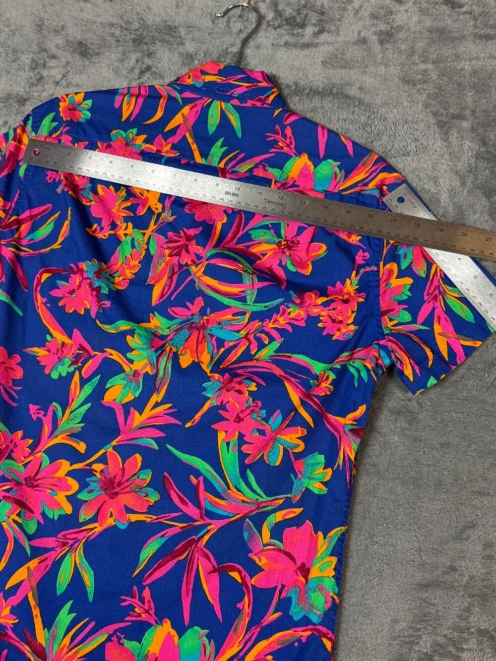 J.Crew Men's S Brilliant Blue Tropical Floral Slim Flex Washed Shirt